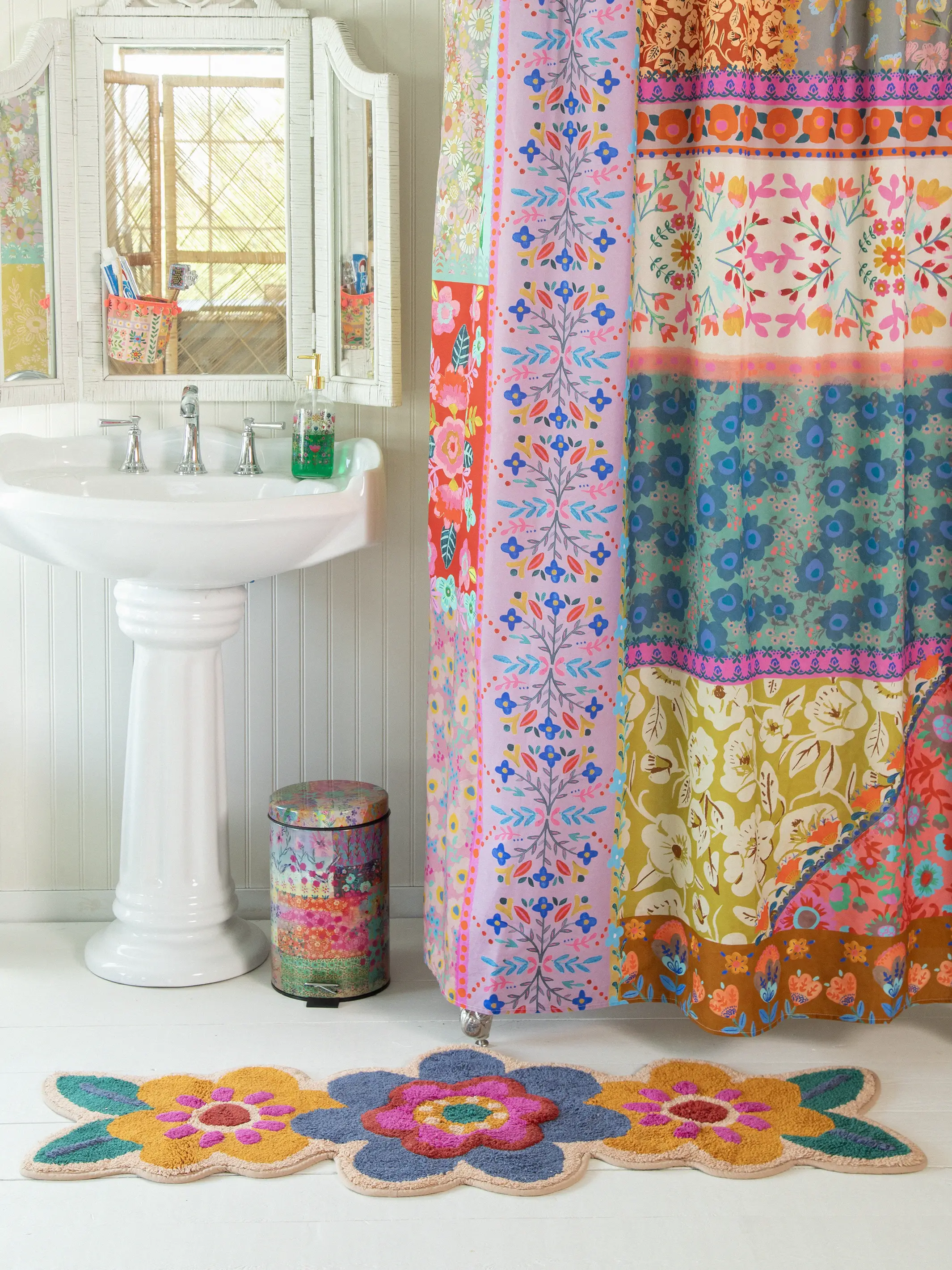 Tufted Runner Bath Mat - Folk Flower - Image 4