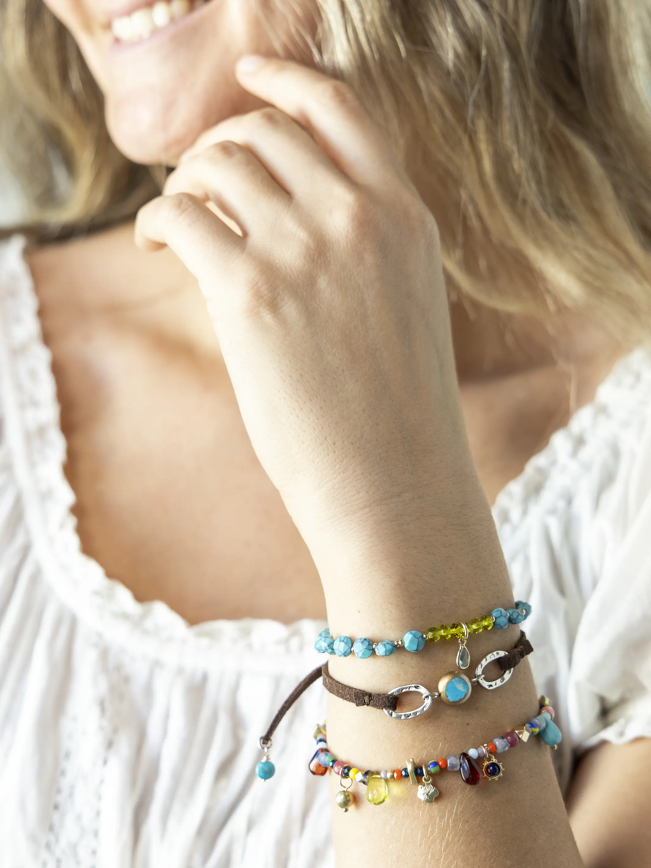 Turquoise Boho Bead Bracelet - Image 2