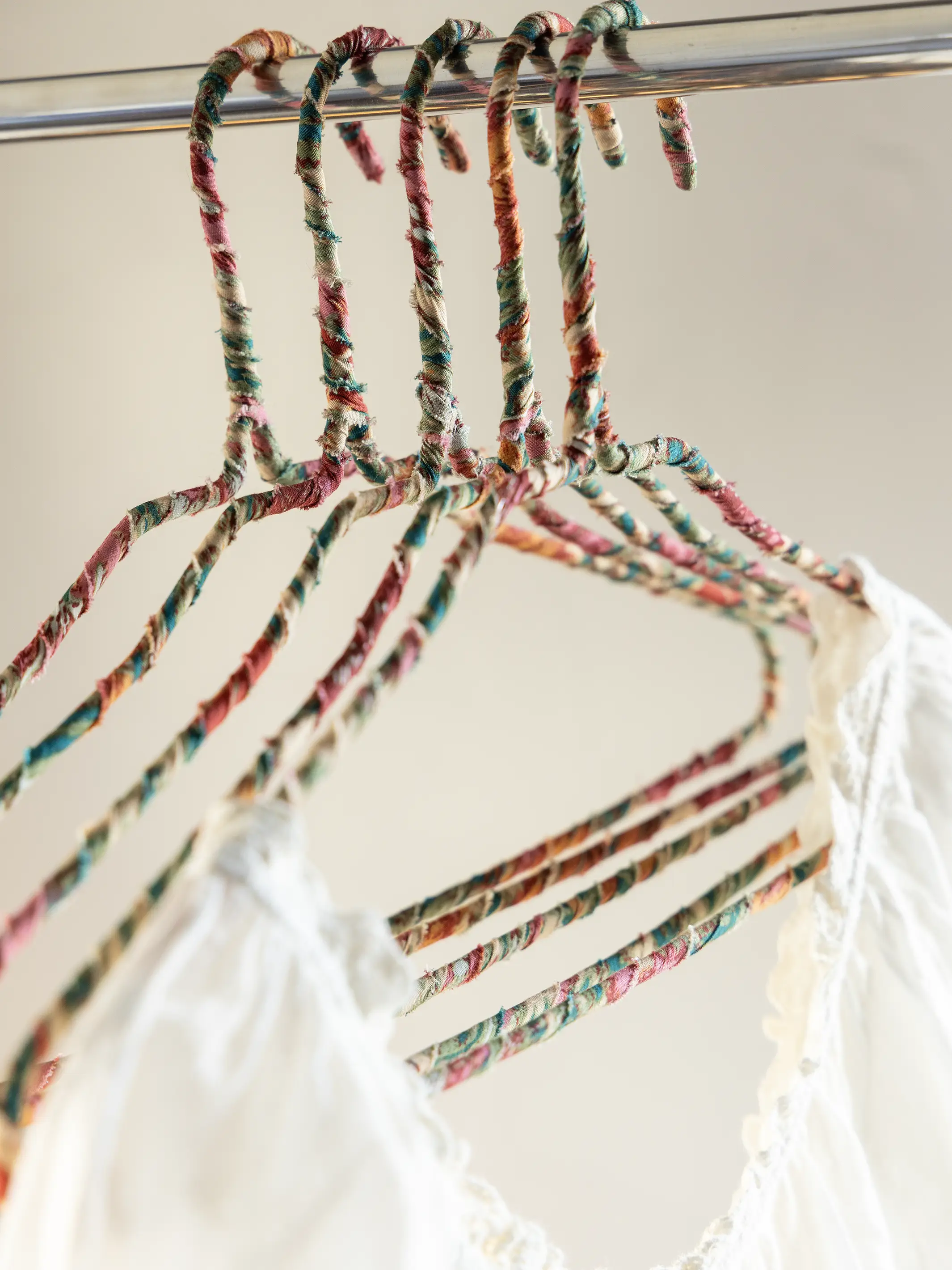 Upcycled Fabric Hangers, Set of 5 - Image 2