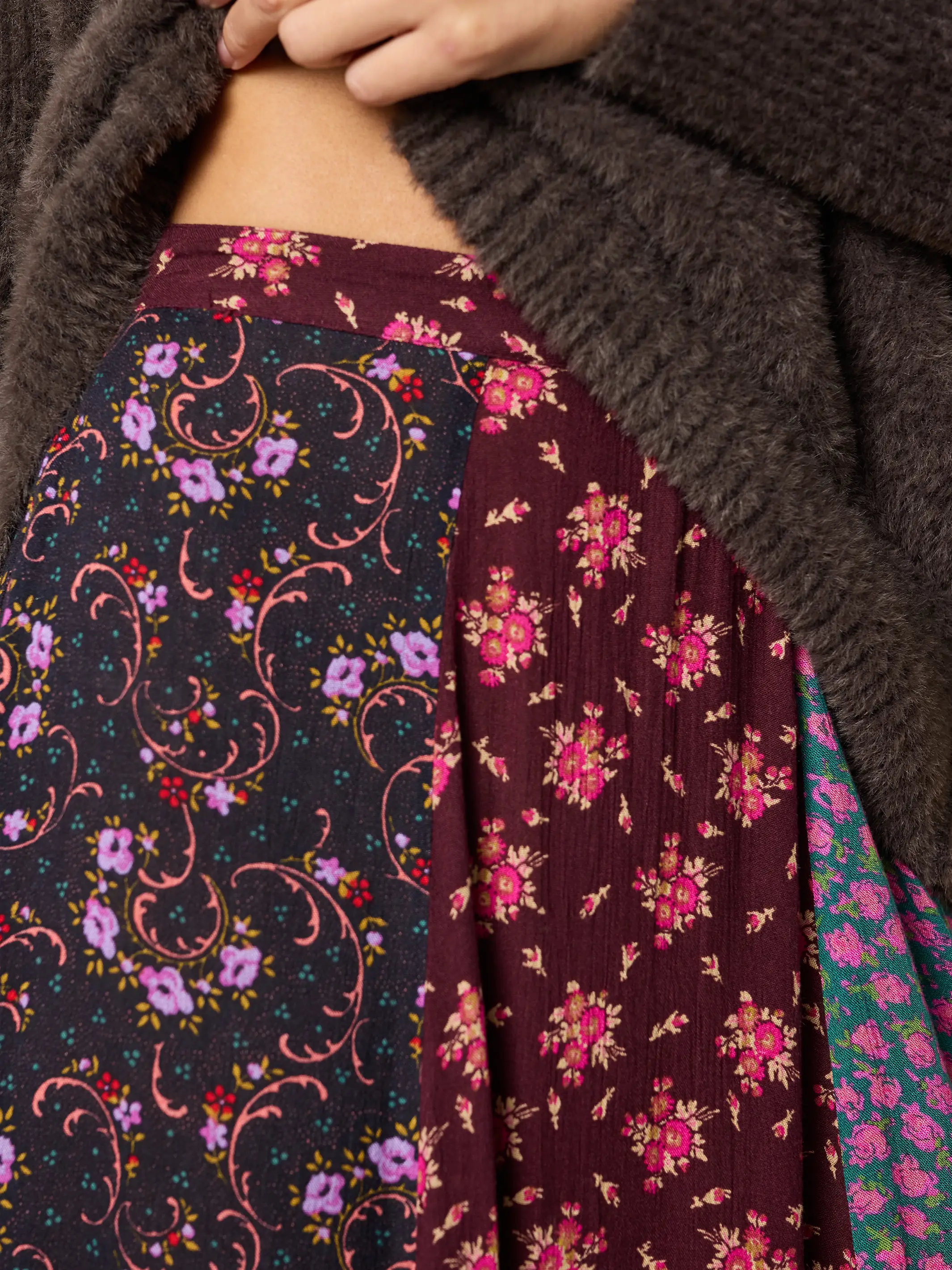 Valentina Maxi Skirt - Prairie Ditsy Maroon - Image 4