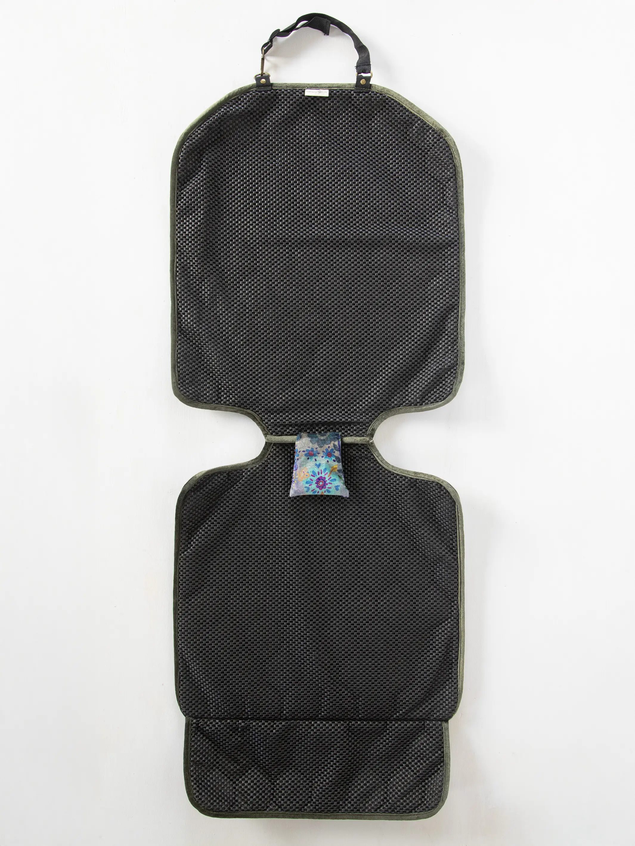 Velvet Car Seat Protector - Blue Patchwork - Image 3