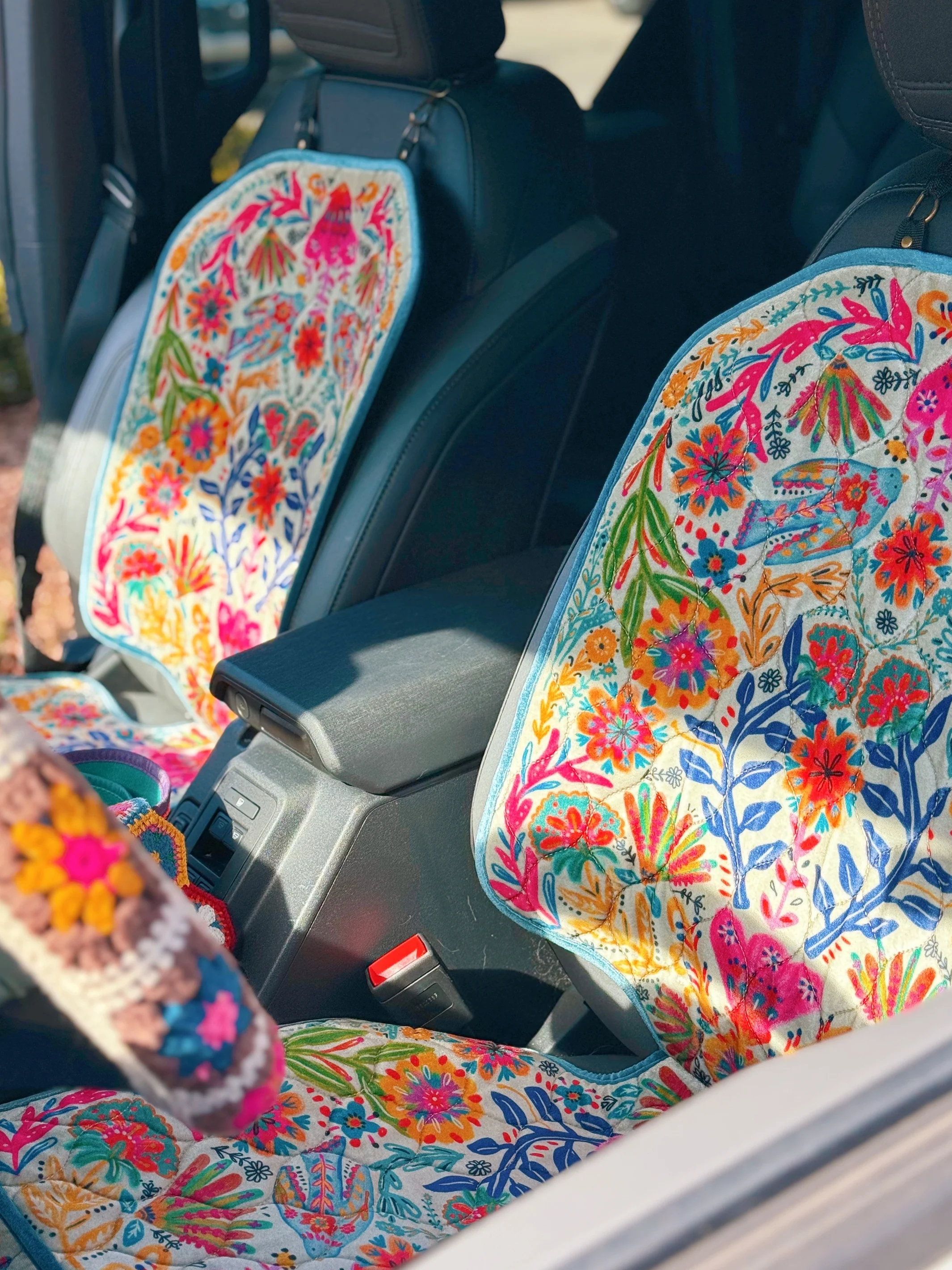 Velvet Car Seat Protector - Cream Birds - Image 3
