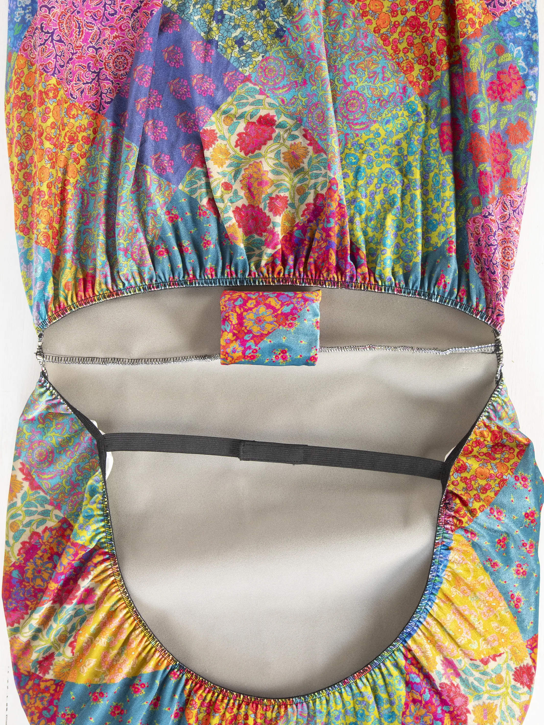 Velvet Front Car Seat Cover, Set of 2 - Rainbow Patchwork - Image 5