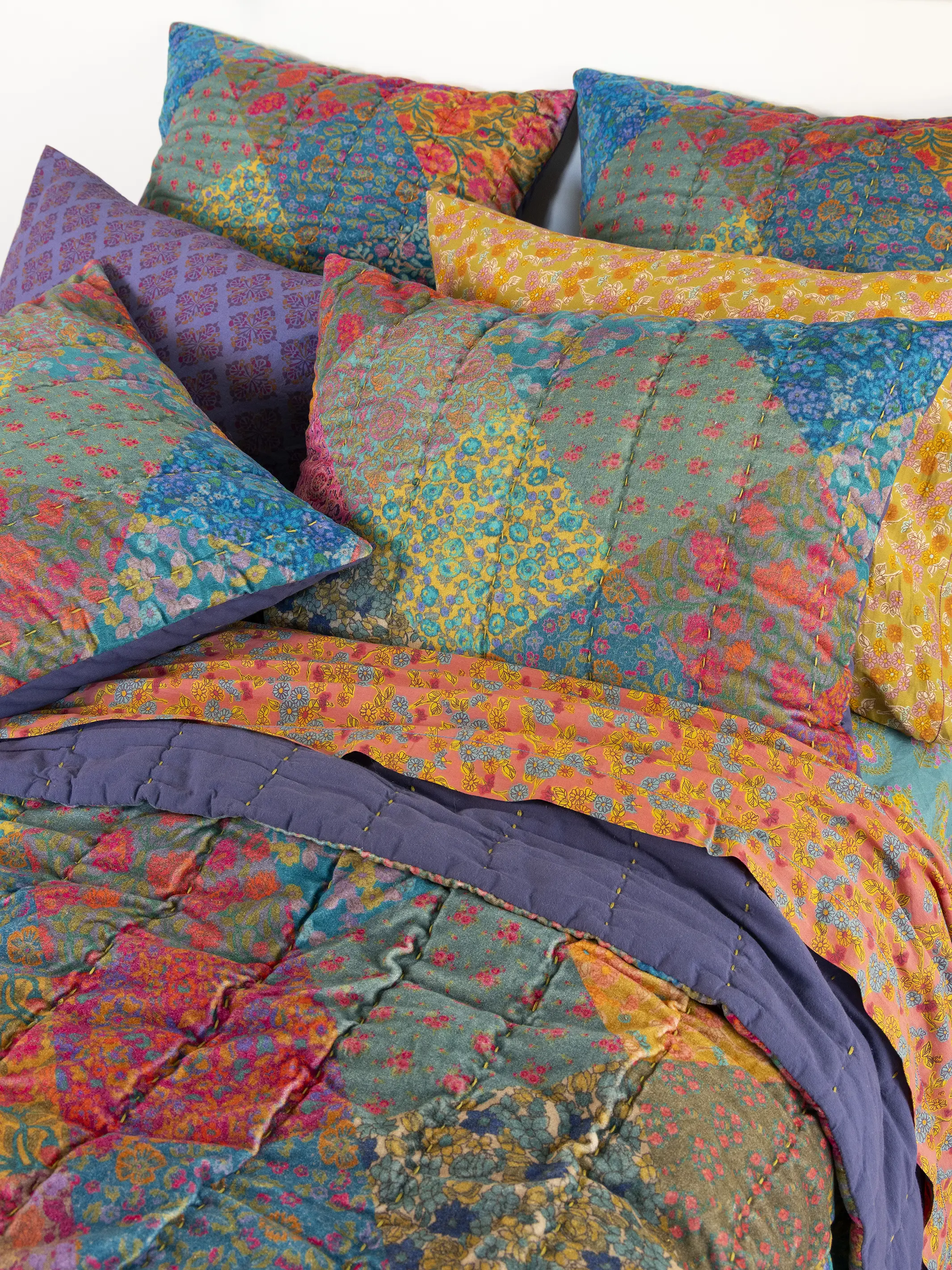 Velvet Shams, Set of 2 - Prism Patchwork - Image 2