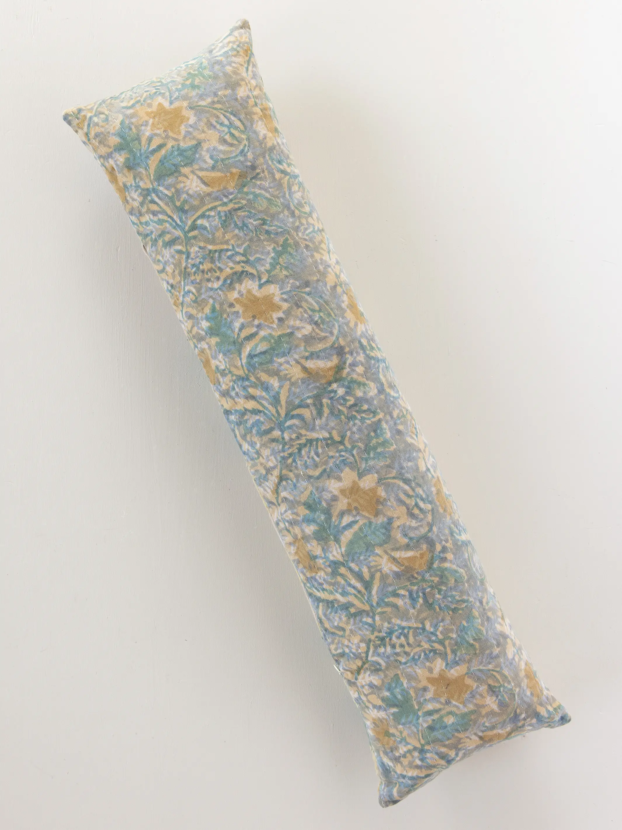 Vintage Kantha Reversible Lumbar Pillow - Blue - Image 3