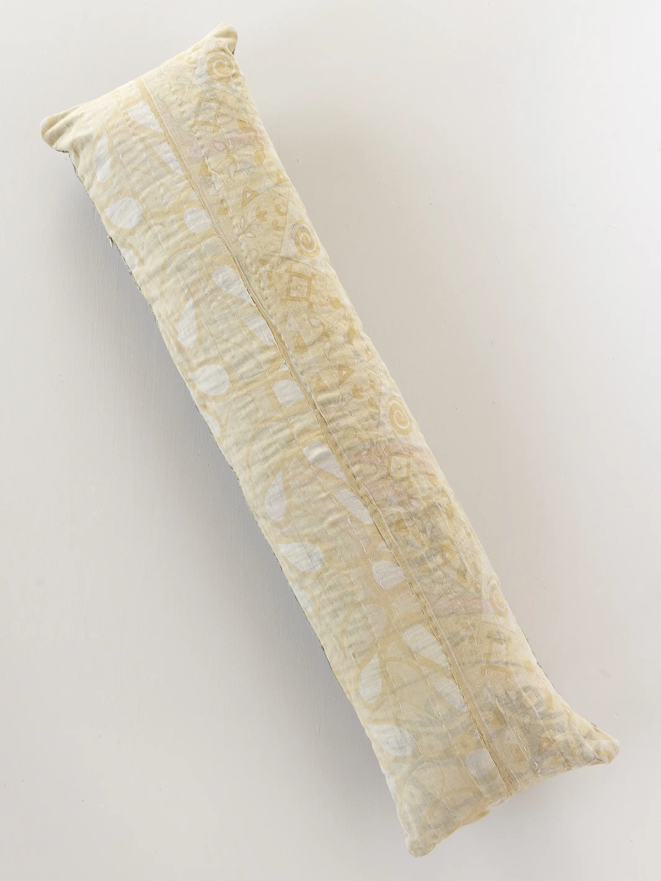 Vintage Kantha Reversible Lumbar Pillow - Green - Image 3