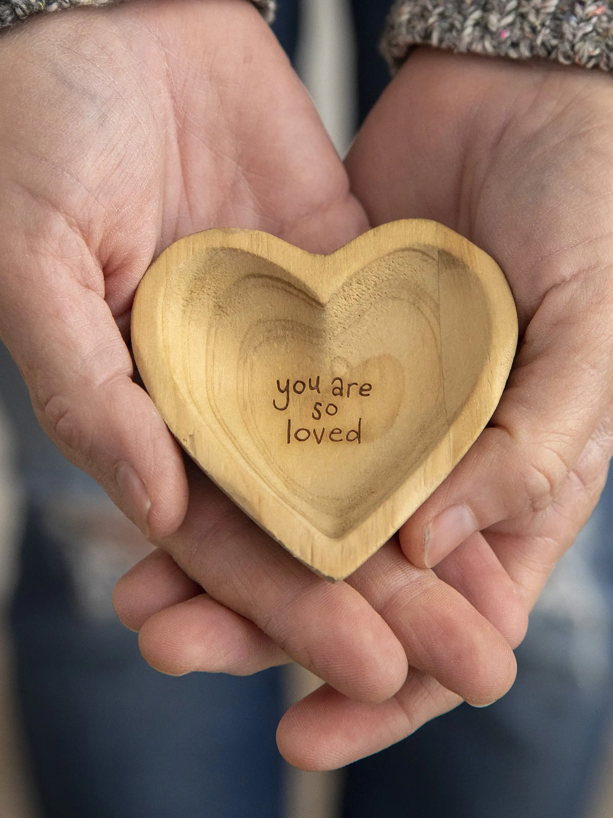 Wooden Heart Trinket Jewelry Dish - You Are Loved - Image 2