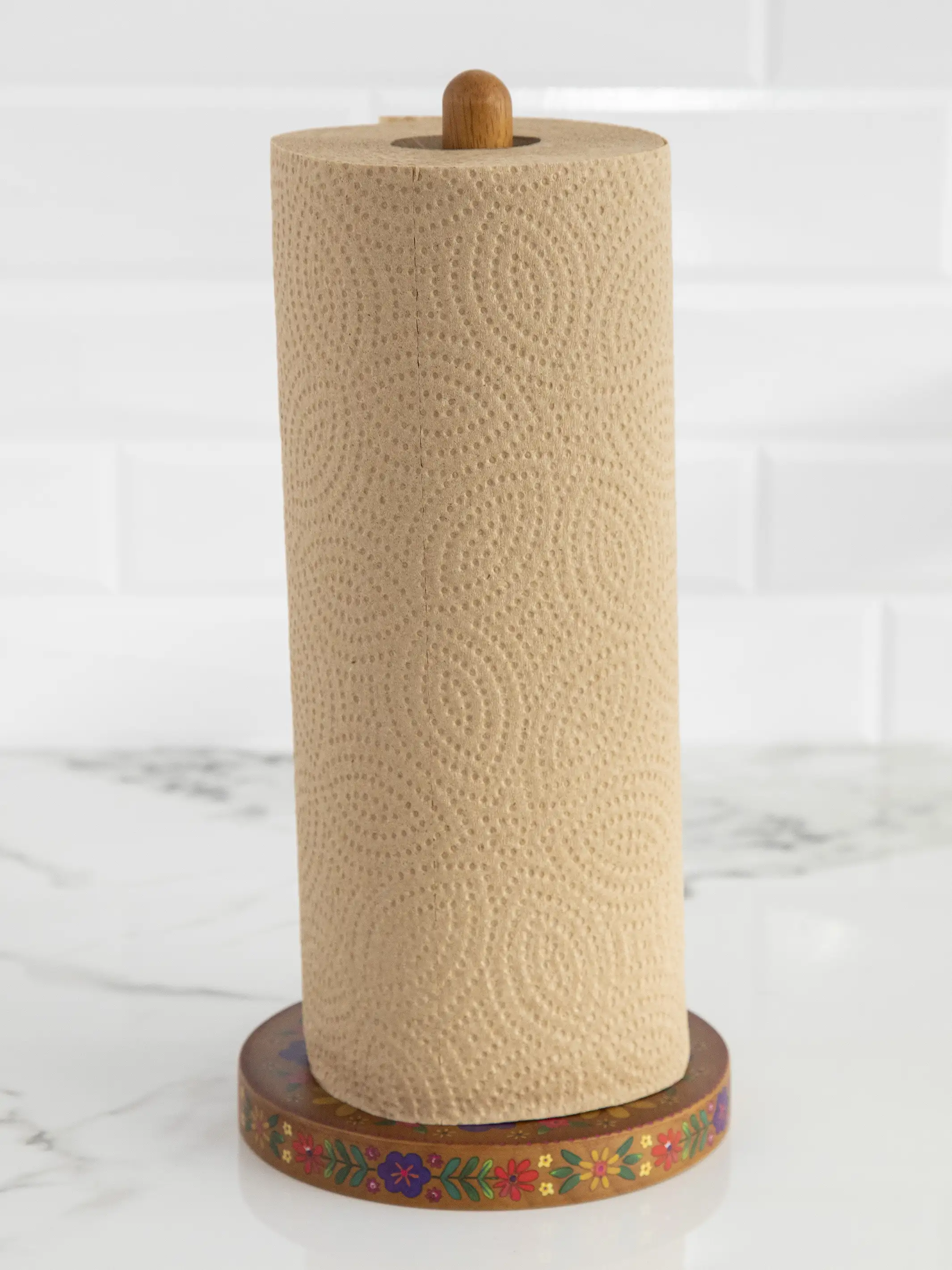 Wooden Paper Towel Holder - Folk Flower - Image 4