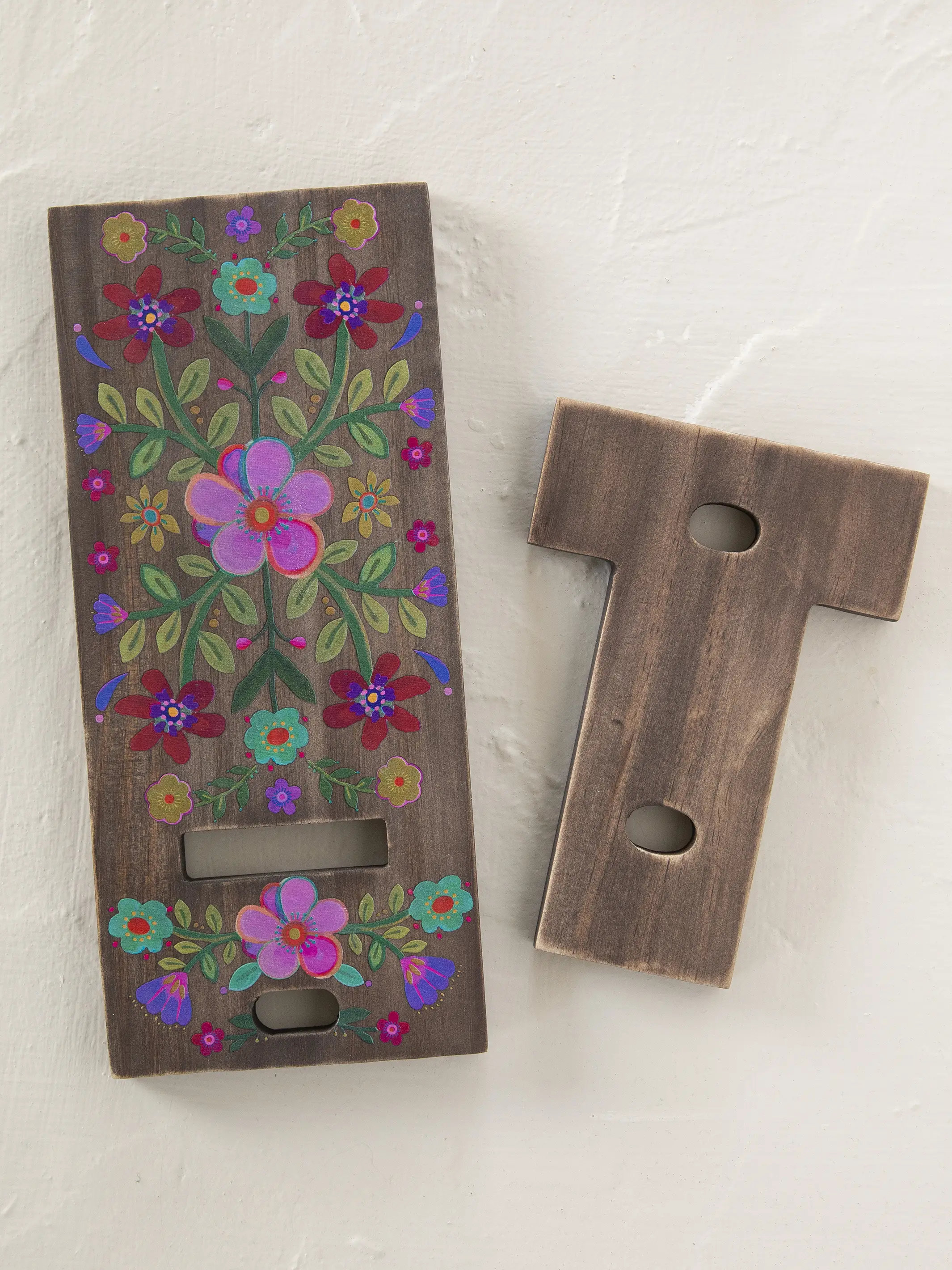 Wooden Phone Stand - Cocoa Folk Flower - Image 3
