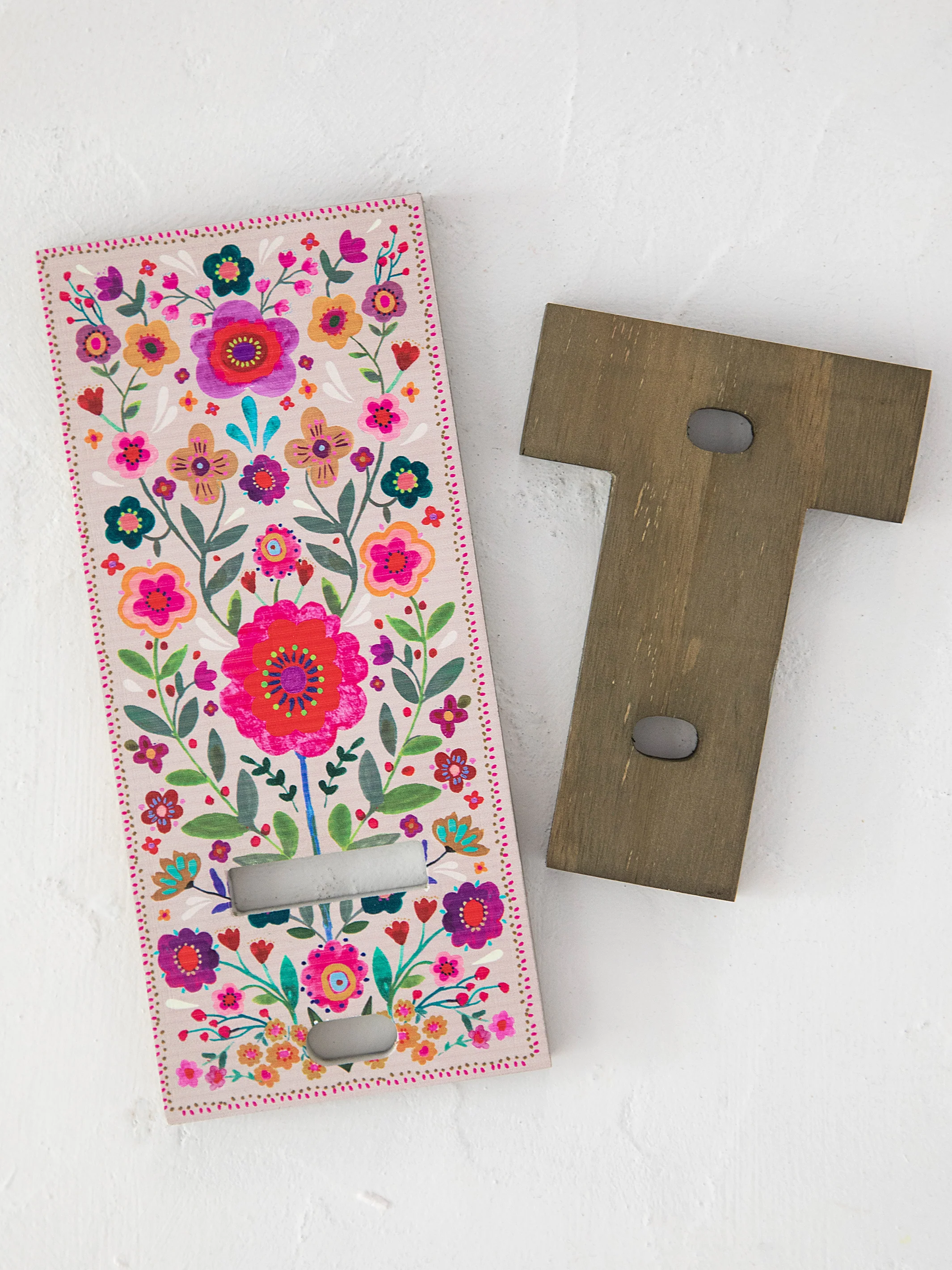 Wooden Phone Stand - Cream Folk Flower - Image 3