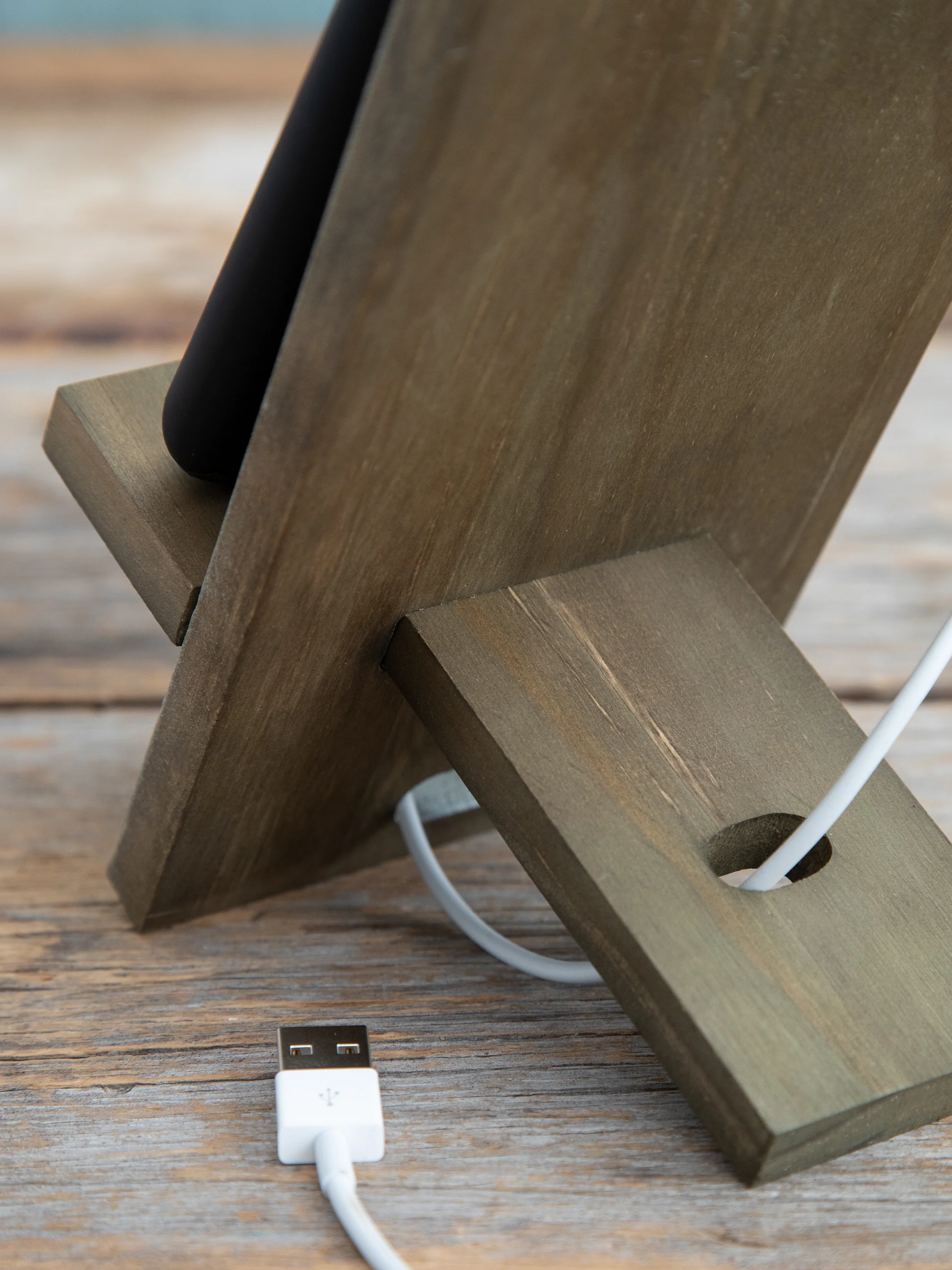 Wooden Phone Stand - Cream Folk Flower - Image 4
