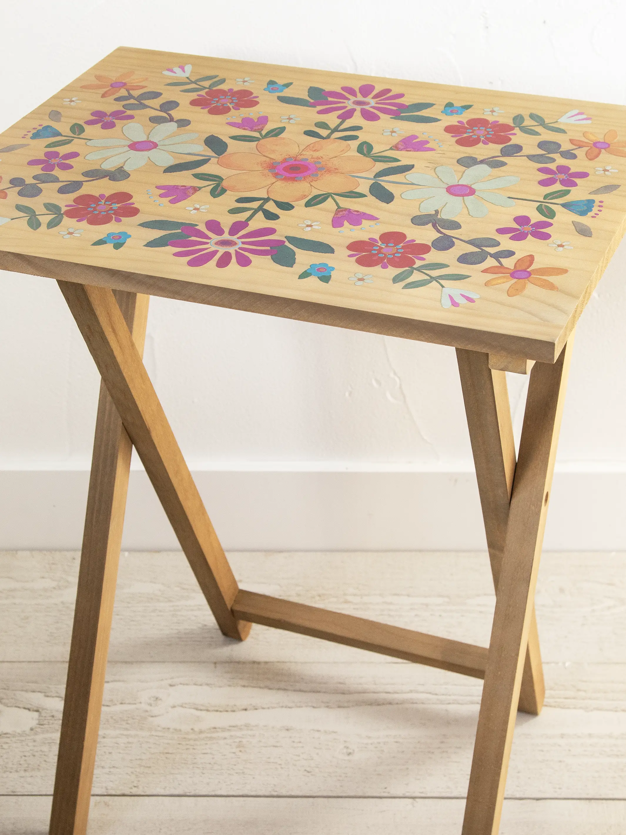 Wooden TV Tray Table - Mustard Folk Flower - Image 2