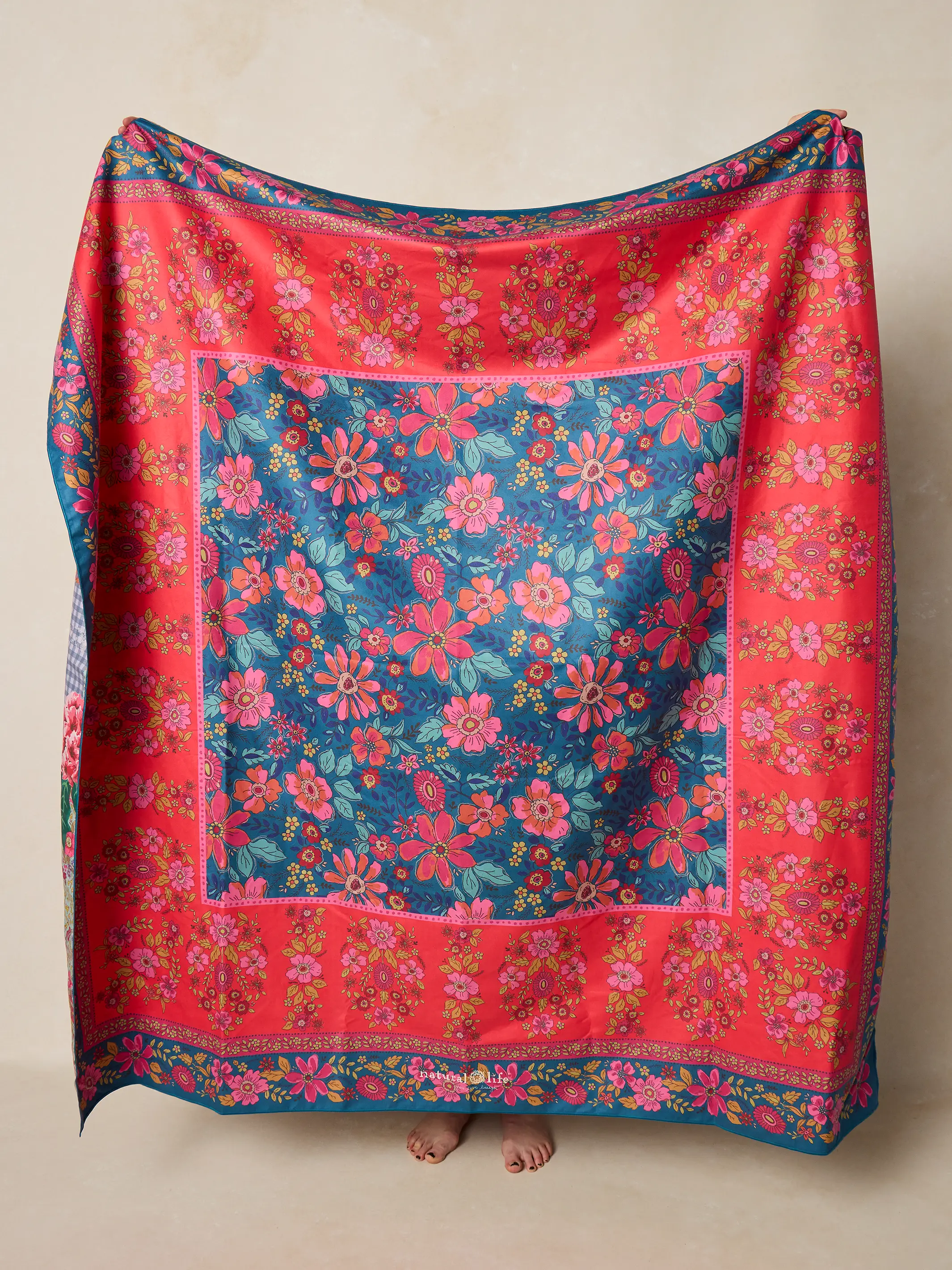 XL Double-Sided Microfiber Beach Towel - Teal Boho Border - Image 4