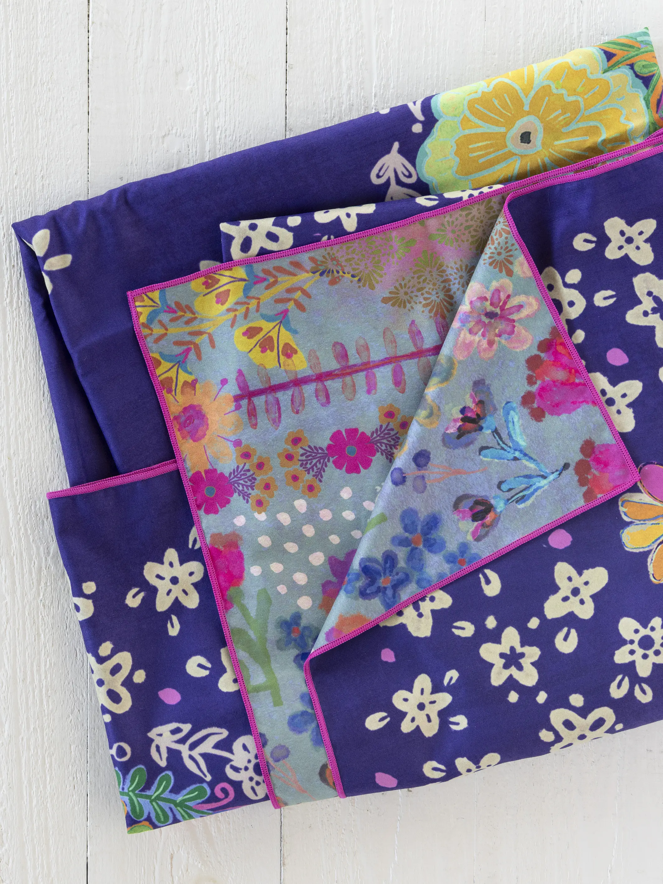 XL Double-Sided Microfiber Beach Towel - Tropic Bandana Navy - Image 3