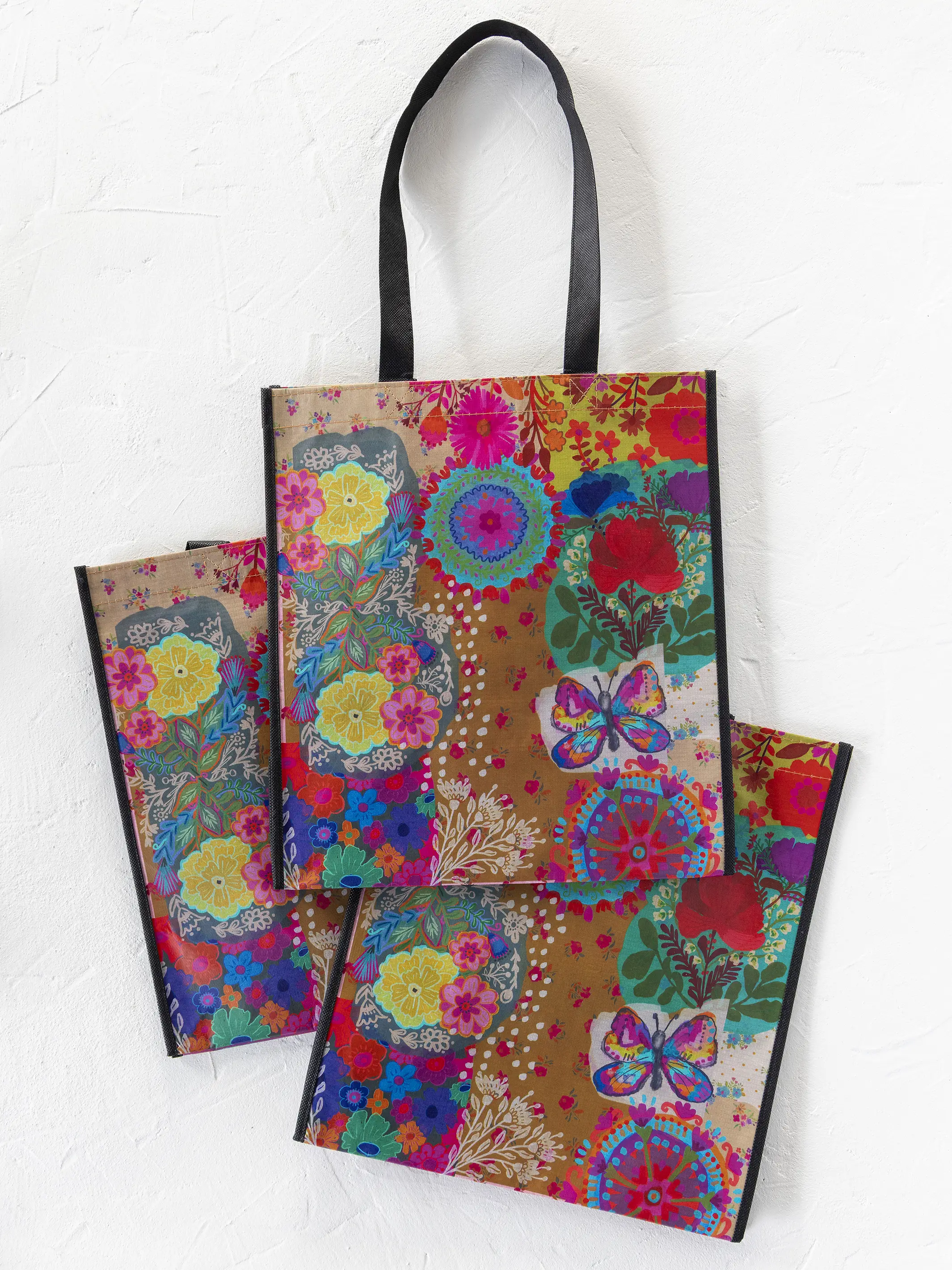 XL Happy Bag, Set of 3 - Mustard Patchwork - Image 2