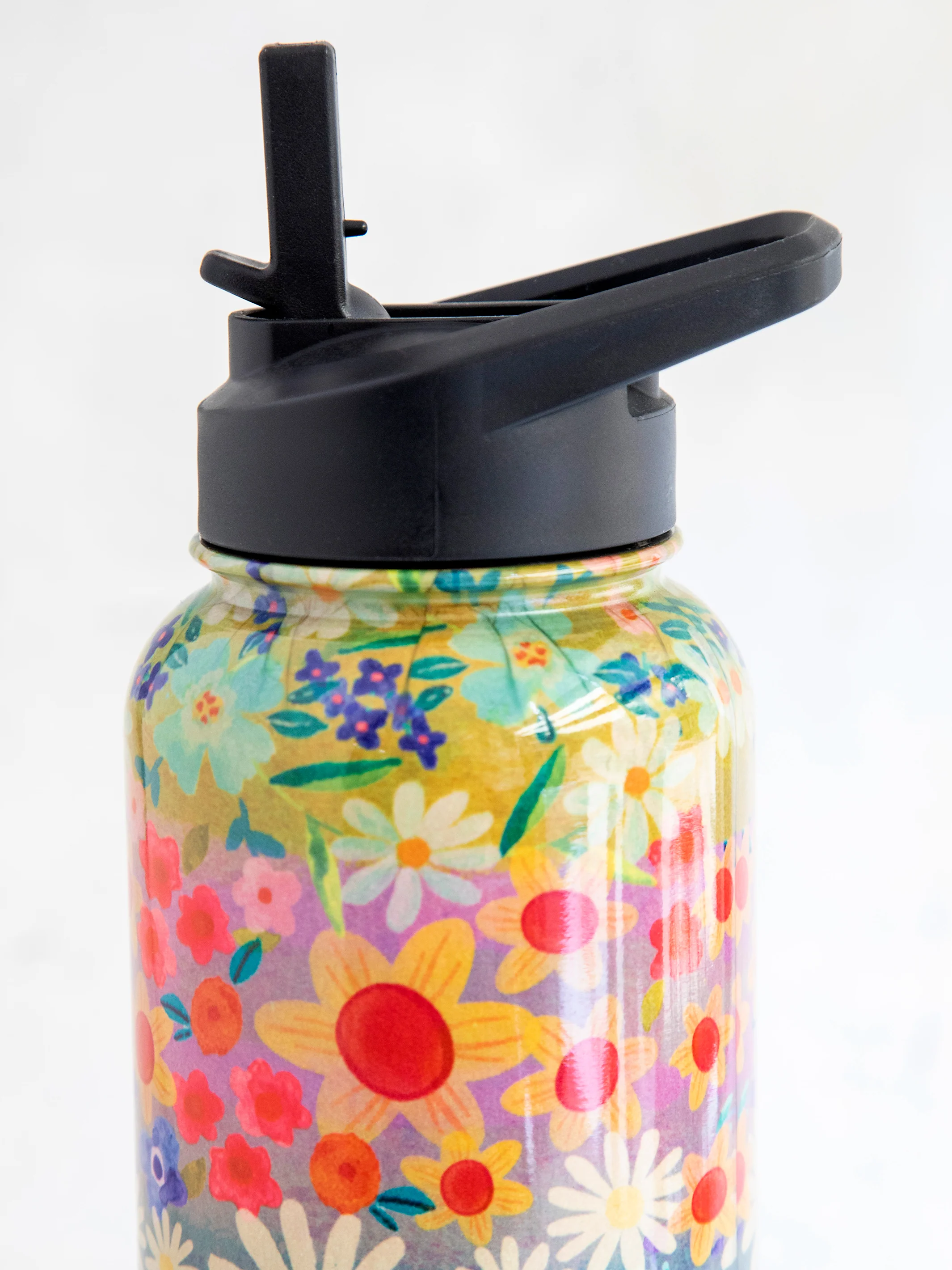 XL Stainless Steel Water Bottle - Wildflower Border - Image 3