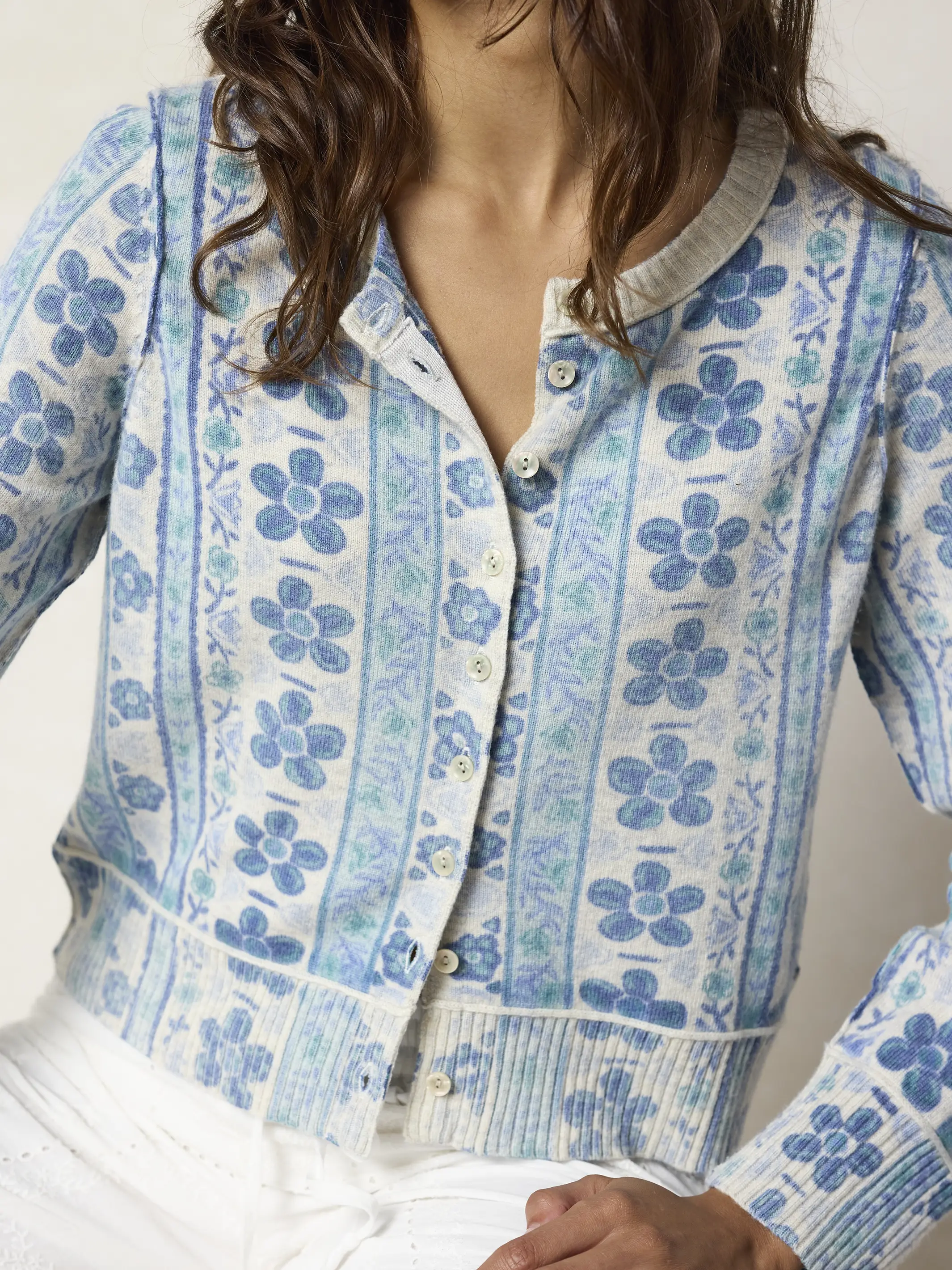 Your Everything Cardigan Sweater - Lima Stripe Light Grey - Image 4